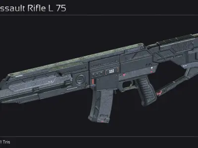 Scifi Assault Rifle L 75 Low-poly 3D model