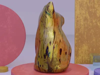 The cat ceramic figure Low-poly 3D model