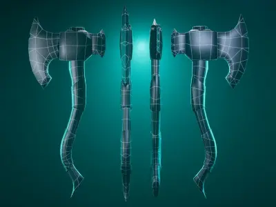 Stylized Colorful Axe Low-poly 3D model