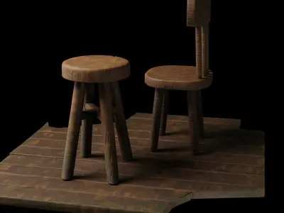 inn chair wood  Free low-poly 3D model