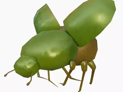 ANIMATED GREEN BEETLE Low-poly 3D model