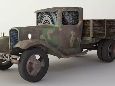  Car GAZ-AA military van Low-poly 3D model