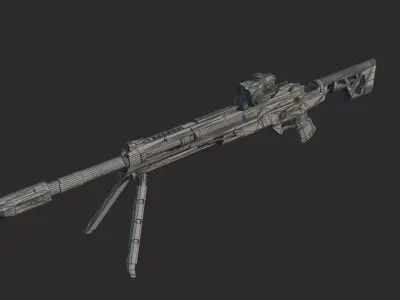 Futuristic Sci-Fi Style Sniper Rifle 3D model