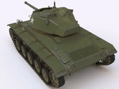 M24 Chaffee tank  Low-poly 3D model