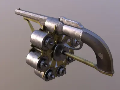 Joseph 48 shot revolver Low-poly 3D model