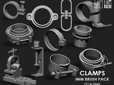 Clamps IMM OBJ STL Brush Pack 11 in One 3D model