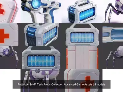 Futuristic Sci-Fi Tech Props Collection Advanced Game Assets 3D Model Pack