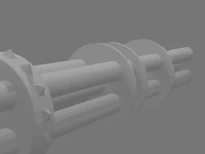 machine gun front firing pipe part for blender 3D model