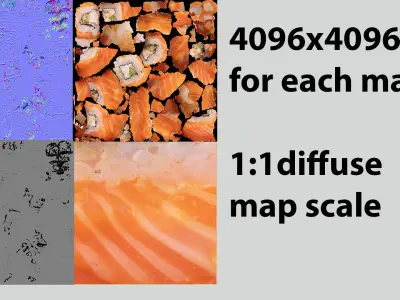 Sushi Rolls with fresh tuna and salmon Japanese cuisine seafood 3D model