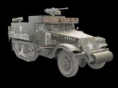 Realistic M3A1 Half-Track 3D HardSurface Model 3D model