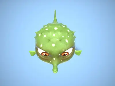 cartoon fugu fish Low-poly 3D model