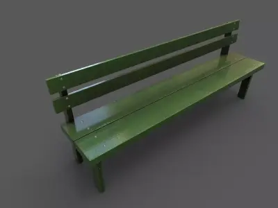 Wood Bench Low-poly 3D model shop