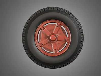 Trucks Tires and Dayton Style Rims with 5 Spoks 3D model