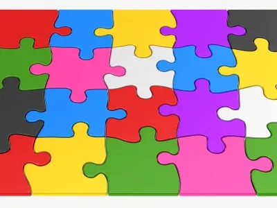 Colorful Puzzle Pieces Low-poly 3D model