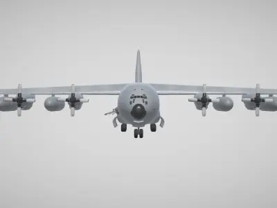 Military AC 130 Plane Low-poly 3D model