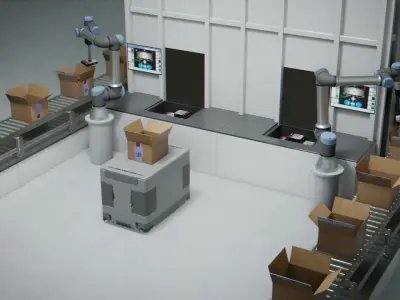 Packing Industrial Robots Animated Low-poly 3D model