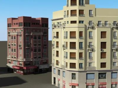 Building Collection 37-40 Low-poly 3D model