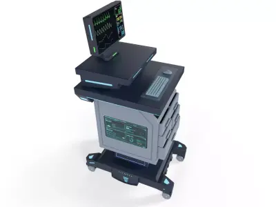 Sci-Fi Medical Monitor Cart Low-poly 3D model