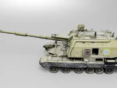 Destroyed 2S19 Msta 152 mm self-propelled howitzer 3D model