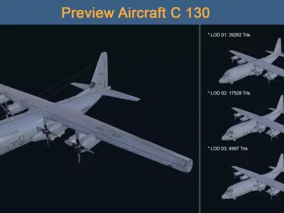 Asset - Army - Aircraft C 130 Low-poly 3D model