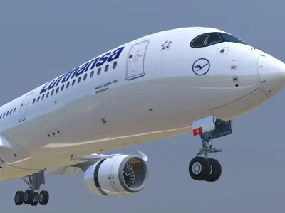 Airbus A350-900 Lufthansa new color livery Low-poly 3D model