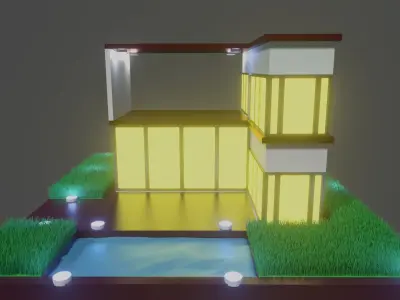 Low Poly Modern Villa 3D Model Free 3D model