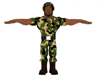 Soldier 3d lowpoly model in camouflage uniform Low-poly 3D model