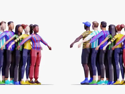 Cheering Crowd Pack - Animated and Rigged 3D model