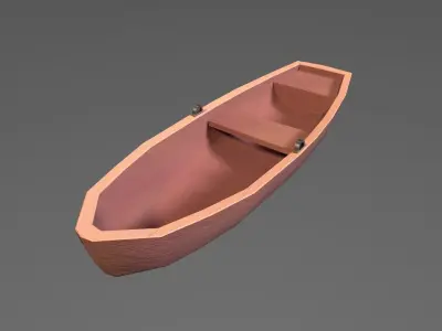 Simple Low-poly stylized rowboat Low-poly 3D model