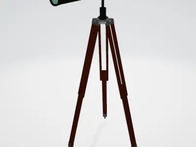 Old Tripod Binocular and Binocular Low-poly 3D model