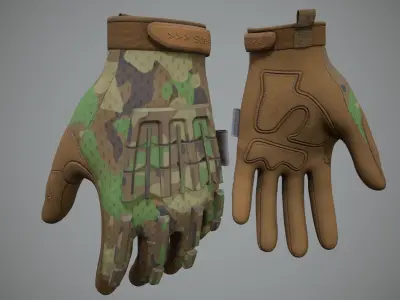 Tactical Combat Gloves 06 Low-poly 3D model