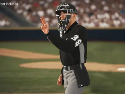 Baseball Umpire with Protective Mask Showing Points 3D model