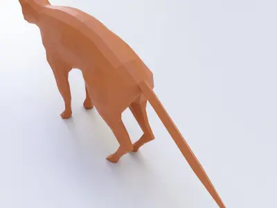 Cat low poly 3d model polygonal hyena Low-poly 3D model