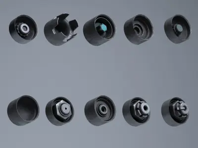 Wheel Center Hubs - 10 Designs Low-poly 3D model