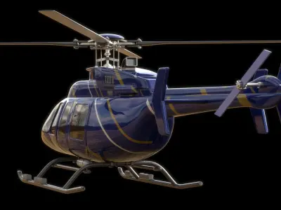 Helicopter - Bell Chopper - Exterior and Interior  3D model