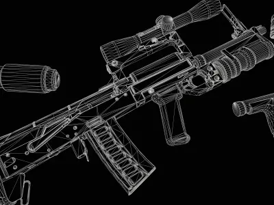 OTs-14 Groza Low-poly 3D model