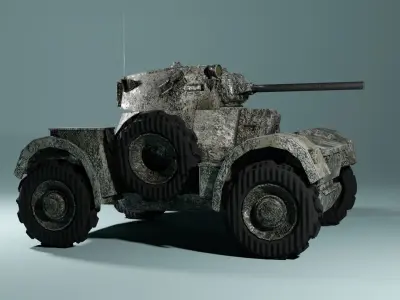 Daimler WW2 Armored Car Game Ready Low-poly 3D model