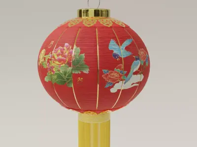 ChineseRedLatern01 Low-poly 3D model