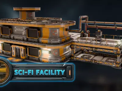3DT Sci-Fi Research Facility Modular Pack Low-poly 3D model
