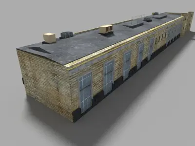 low poly prison building 3 Low-poly 3D model