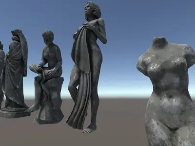PBR Female Statues Low-poly 3D model