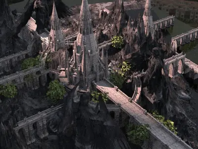 Narnia Fortress Cliff face Kitbash 3D model