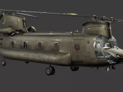 CH47-D Chinook Low-poly 3D model
