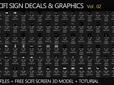 280 SCIFI Sign Decals And Graphics - Vol2 and Tutorial Texture