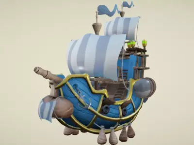 Flying Royal Ship Low-poly 3D model