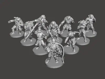6MM SCALE PREDATORS SET MINIATURE MODELS FOR SCIFI FANTASY GAMES 3D print model