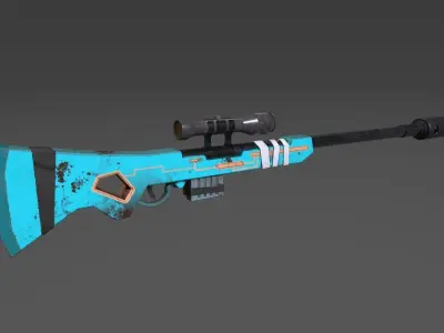 Stylized sniper rifle Low-poly 3D model