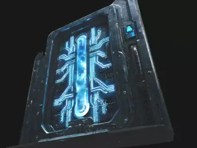 Sci-Fi Futuristic Door with Energy Core Low-poly 3D model