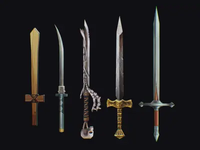 Sword Edged Weapon One Handed Medieval Melee Knife Iron Blade Low-poly 3D model