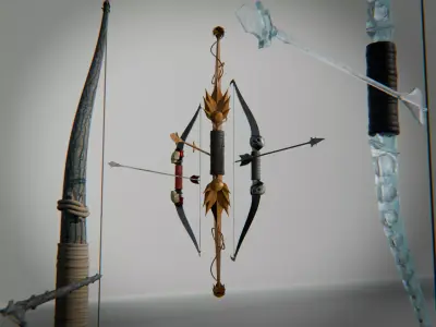 Forged Bronze Bow Pack - Fantasy Archery Weapons 3D model